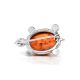 Cognac Amber Brooch In Gold Plated Silver The Turtle, image , picture 3