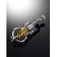 Sterling Silver Brooch With Green Amber The Violin, image , picture 2