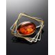 Geometric Gold Plated Brooch With Amber Centerpiece, image , picture 2