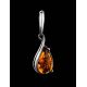 Delicate Teardrop Silver Pendant With Cognac Amber The Gioconda, image , picture 2