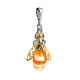 Cute Amber Pendant In Gold-Plated Silver The Bee, image , picture 3