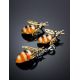 Cute Amber Pendant In Gold-Plated Silver The Bee, image , picture 5