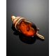Bold Gold-Plated Pendant With Cognac Amber The Sigma, image , picture 2