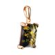 Gold-Plated Silver Pendant With Square Green Amber Stone The Rectangle, image , picture 3