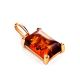 Gold-Plated Silver Pendant With Square Cognac Amber Stone The Rectangle, image , picture 4