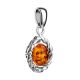 Classy Silver Pendant With Cognac Amber The Florence, image , picture 3