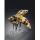 Bright Designer Amber Pendant In Gold-Plated Silver The Bee, image , picture 2