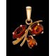 Gold-Plated Pendant With Cognac Amber The Verbena, image , picture 2