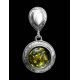 Elegant Round Pendant In Sterling Silver With Luminous Green Amber The Hermitage, image , picture 2