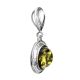 Elegant Round Pendant In Sterling Silver With Luminous Green Amber The Hermitage, image , picture 4