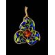Refined Gold-Plated Pendant With Cognac Amber And Colorful Enamel The Verona, image , picture 2
