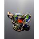 Refined Gold-Plated Pendant With Cognac Amber And Colorful Enamel The Verona, image , picture 3