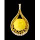 Drop Amber Pendant In Gold-Plated Silver With Crystals The Venus, image , picture 2