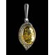 Amber Pendant In Sterling Silver With Green Crystals The Raphael, image , picture 2
