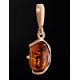 Oval Amber Pendant In Gold-Plated Silver The Vivaldi, image , picture 2