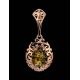 Filigree Gold-Plated Pendant With Green Amber The Luxor, image , picture 2