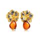 Gold-Plated Earrings With Cognac Amber The Triumph, image 