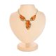 Cognac Amber Necklace In Gold-Plated Silver With Cultured Pearls The Triumph, image 