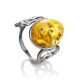 Bold Amber Ring In Sterling Silver The Fairy, Ring Size: 10 / 20, image 