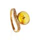 Amber Ring With Inclusions And Crystals In Gold The Clio, Ring Size: 7 / 17.5, image 