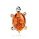Cognac Amber Brooch In Gold Plated Silver The Turtle, image 