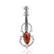 Sterling Silver Brooch With Cognac Amber The Violin, image 