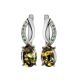 Amber Earrings In Sterling Silver With Green Crystals The Raphael, image 