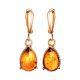 Cognac Amber Earrings In Gold-Plated Silver The Twinkle, image 