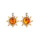 Sun Shaped Amber Earrings In Gold-Plated Silver The Helios, image 