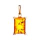 Gold-Plated Silver Pendant With Square Cognac Amber Stone The Rectangle, image 