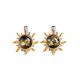 Gold-Plated Earrings With Green Amber The Helios, image 