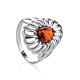 Elegant Cognac Amber Ring In Sterling Silver The Sevilla, Ring Size: 12 / 21.5, image 