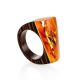 Boho Style Wenge Wood Ring With Bright Lemon Amber The Indonesia, Ring Size: 9.5 / 19.5, image 