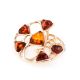 Round Gold-Plated Pendant With Cognac Amber The Domino, image , picture 2