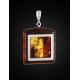 Square Wooden Pendant With Cognac Amber The Indonesia, image , picture 3
