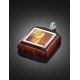 Square Wooden Pendant With Cognac Amber The Indonesia, image , picture 2