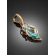 Ornate Gold Plated Silver Pendant With Light Blue Topaz The Serenade, image , picture 2