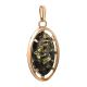 Oval Gold-Plated Pendant With Green Amber The Elegy, image , picture 4