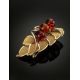 Bold Gold Plated Brooch With Cognac Amber The Beoluna, image , picture 2
