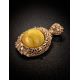 Round Amber Pendant In Gold-Plated Silver With Crystals The Venus, image , picture 2
