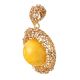Round Amber Pendant In Gold-Plated Silver With Crystals The Venus, image , picture 4