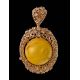 Round Amber Pendant In Gold-Plated Silver With Crystals The Venus, image , picture 3