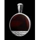 Round Silver Pendant With Cherry Amber The Monaco, image , picture 2
