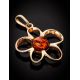 Flower Amber Pendant In Gold-Plated Silver The Daisy, image , picture 2