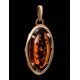 Gold-Plated Pendant With Cognac Amber The Elegy, image , picture 6