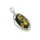 Oval Silver Pendant With Green Amber The Elegy, image , picture 4