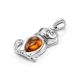 Silver Puppy Pendant With Cognac Amber, image , picture 3