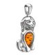 Silver Puppy Pendant With Cognac Amber, image , picture 4