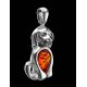 Silver Puppy Pendant With Cognac Amber, image , picture 2