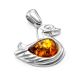 Silver Duck Pendant With Cognac Amber, image , picture 3